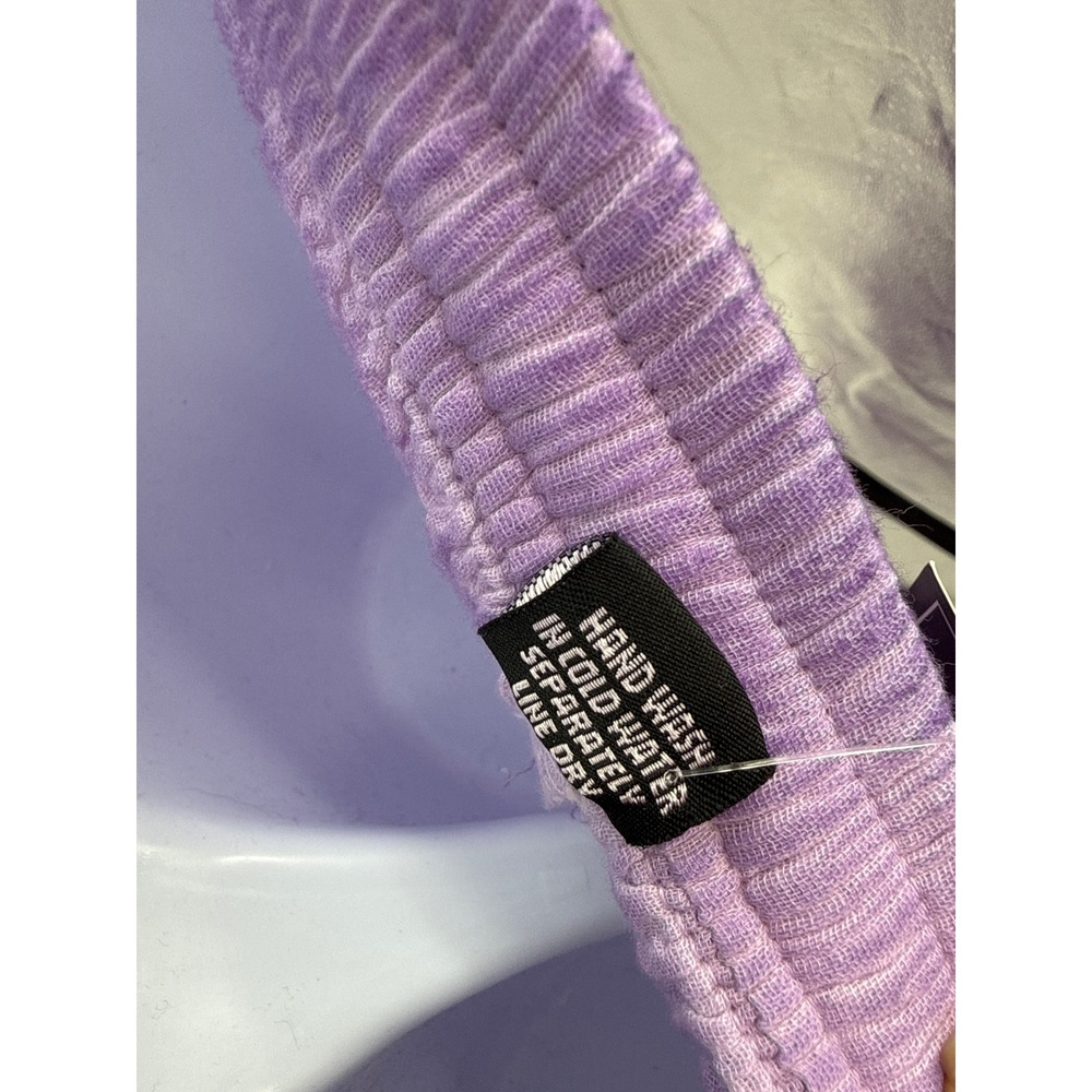 Zury Purple Cotton Gauze Wide Leg Pants Elastic Waist Drawstring 7140 One Size - Picture 9 of 9